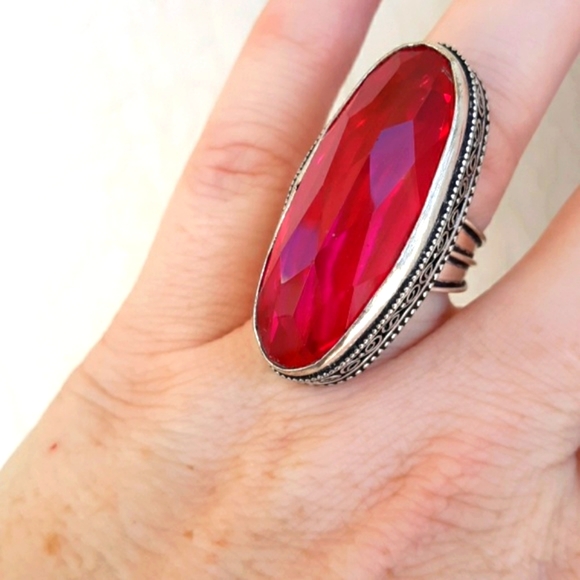 New Pink Topaz 925 Silver Statement Ring. - Picture 4 of 8